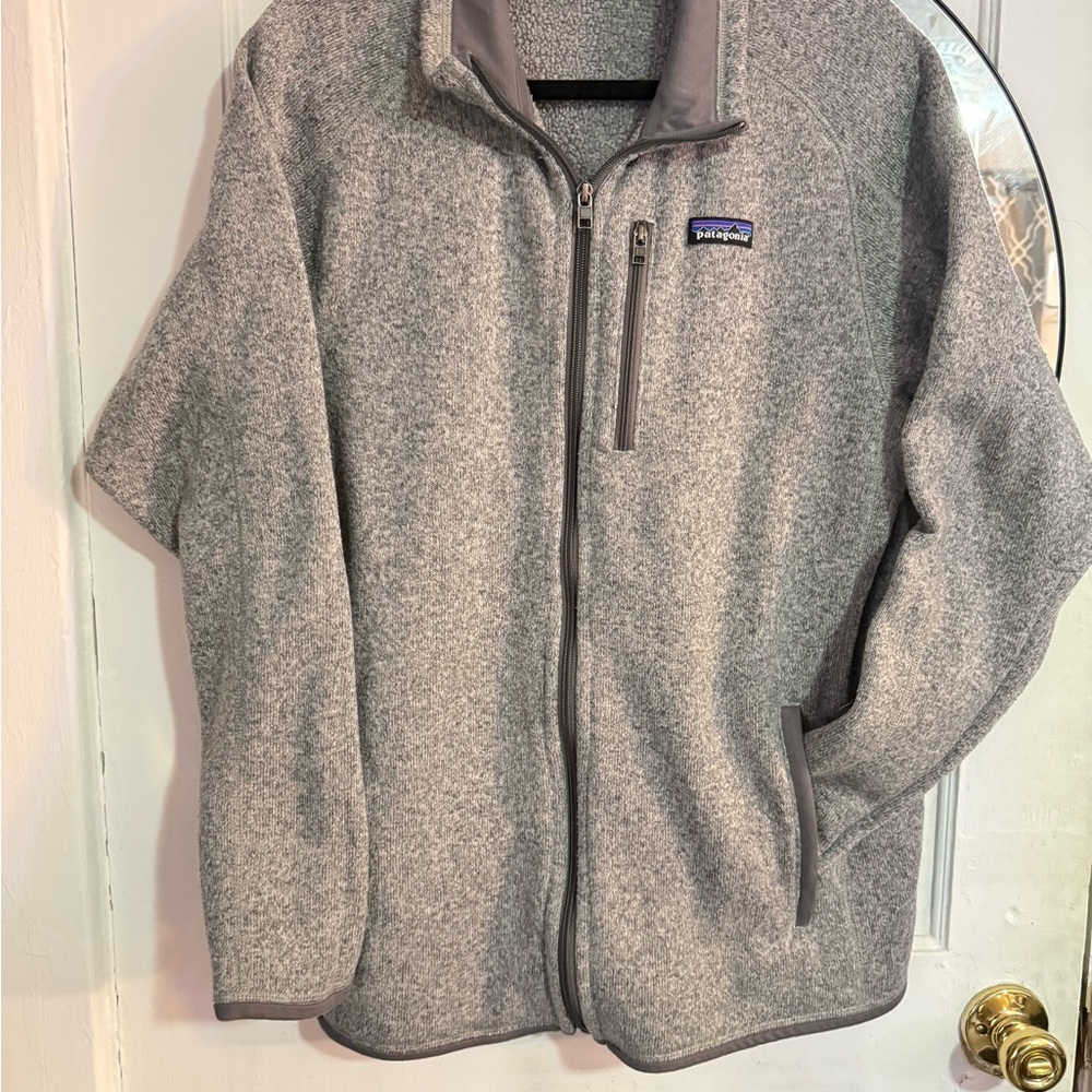 Patagonia Gray Zip Up Sweater with Fleece Texture